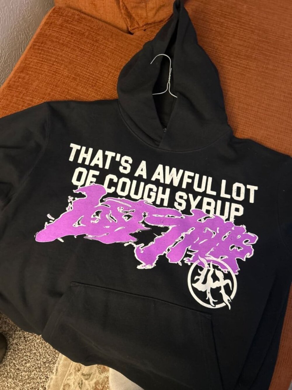 Lost Time That's A Awful Lot Of Cough Syrup Hoodie Black/Purple/White Size XL U…